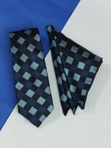 Blue Check Necktie & Pocket Square Giftset - TOSSIDO