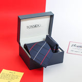 Blue Check Necktie & Pocket Square Giftset - TOSSIDO
