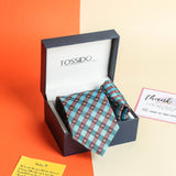 Blue Check Necktie & Pocket Square Giftset - TOSSIDO
