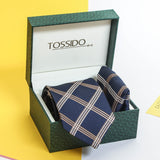 Blue Check Necktie & Pocket Square Giftset - TOSSIDO