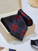 Blue Check Necktie & Pocket Square Giftset - TOSSIDO