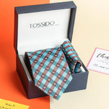 Blue Check Necktie & Pocket Square Giftset - TOSSIDO