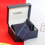Blue Check Necktie & Pocket Square Giftset - TOSSIDO