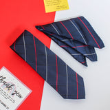Blue Check Necktie & Pocket Square Giftset - TOSSIDO