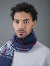 Blue Check Poly - Wool Muffler - TOSSIDO