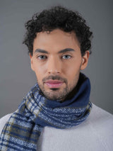 Blue Check Poly - Wool Muffler - TOSSIDO