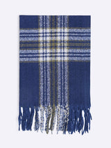 Blue Check Poly - Wool Muffler - TOSSIDO