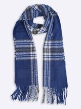 Blue Check Poly - Wool Muffler - TOSSIDO