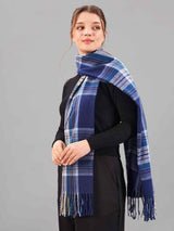 Blue Check Woolen Muffler - TOSSIDO