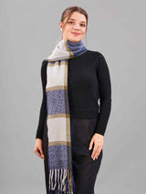 Blue Check Woolen Muffler - TOSSIDO