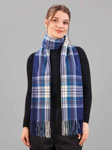 Blue Check Woolen Muffler - TOSSIDO