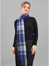 Blue Check Woolen Muffler - TOSSIDO