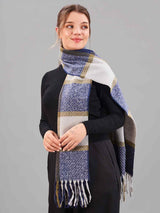 Blue Check Woolen Muffler - TOSSIDO