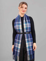 Blue Check Woolen Muffler - TOSSIDO