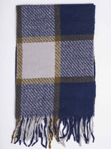 Blue Check Woolen Muffler - TOSSIDO
