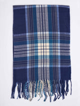 Blue Check Woolen Muffler - TOSSIDO
