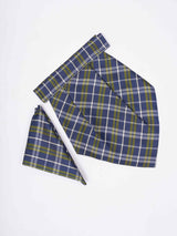Blue Check Woven Cravat & Pocket Square Set - TOSSIDO