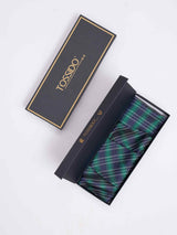 Blue Check Woven Cravat & Pocket Square Set - TOSSIDO