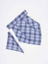 Blue Check Woven Cravat & Pocket Square Set - TOSSIDO