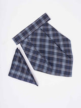 Blue Check Woven Cravat & Pocket Square Set - TOSSIDO