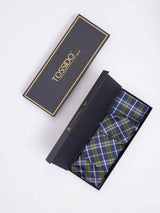 Blue Check Woven Cravat & Pocket Square Set - TOSSIDO