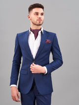 Blue Check Woven Cravat & Pocket Square Set - TOSSIDO