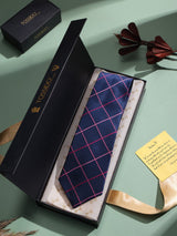 Blue Check Woven Necktie - TOSSIDO
