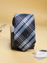 Blue Check Woven Necktie - TOSSIDO