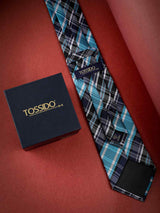 Blue Check Woven Necktie - TOSSIDO