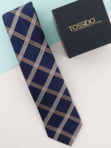 Blue Check Woven Necktie - TOSSIDO