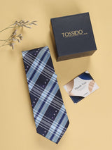 Blue Check Woven Necktie - TOSSIDO