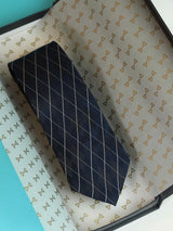 Blue Check Woven Silk Necktie - TOSSIDO