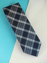 Blue Check Woven Silk Necktie - TOSSIDO