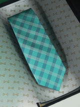Blue Check Woven Silk Necktie - TOSSIDO