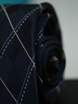 Blue Check Woven Silk Necktie - TOSSIDO