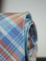 Blue Check Woven Silk Necktie - TOSSIDO