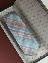 Blue Check Woven Silk Necktie - TOSSIDO