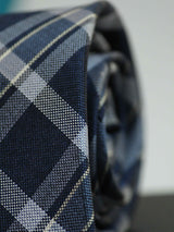 Blue Check Woven Silk Necktie - TOSSIDO