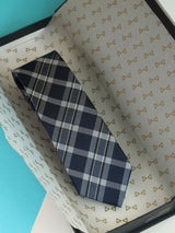 Blue Check Woven Silk Necktie - TOSSIDO