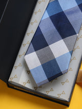 Blue Check Woven Silk Necktie - TOSSIDO