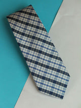 Blue Check Woven Silk Necktie - TOSSIDO
