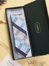 Blue Check Woven Silk Necktie - TOSSIDO
