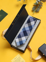 Blue Check Woven Silk Necktie - TOSSIDO