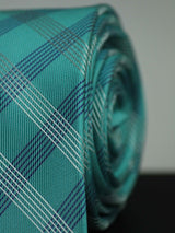 Blue Check Woven Silk Necktie - TOSSIDO