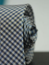 Blue Check Woven Silk Necktie - TOSSIDO