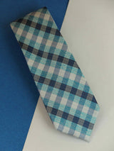 Blue Check Woven Silk Necktie - TOSSIDO