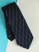 Blue Check Woven Silk Necktie - TOSSIDO