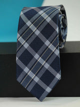 Blue Check Woven Silk Necktie - TOSSIDO