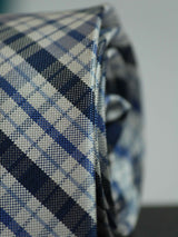 Blue Check Woven Silk Necktie - TOSSIDO