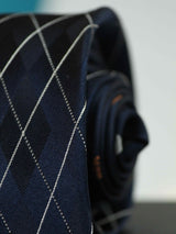 Blue Check Woven Silk Necktie - TOSSIDO